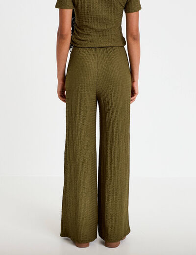 Pantalon large taille standard vert kaki femme