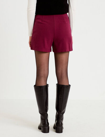 Short stretch d&eacute;tails coeur bordeaux femme
