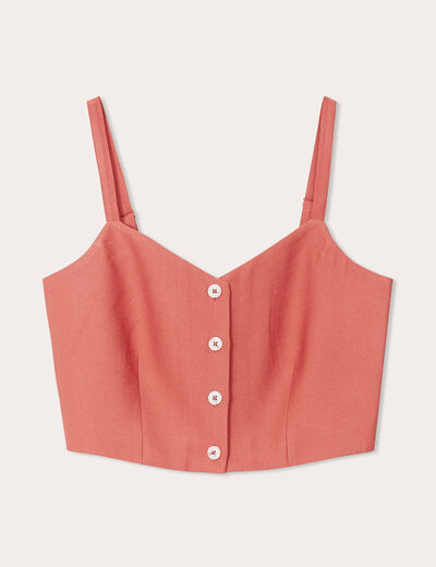 Caraco cropped boutonné vieux rose femme