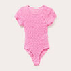 Body ajusté manches courtes dentelle rose femme