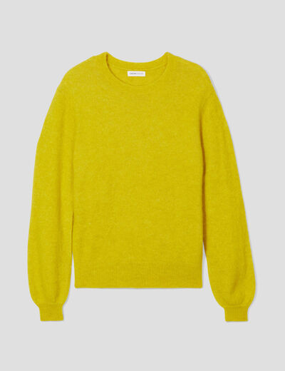 Pull avec col rond jaune or femme