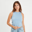 Débardeur cropped bleu gris femme