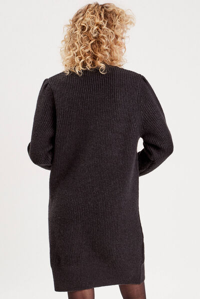 Robe pull moulante col montant noir femme