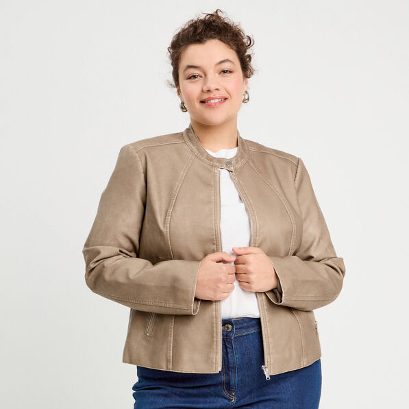 veste ajustee simili cuir sable femme Veste ajustée simili cuir sable femme