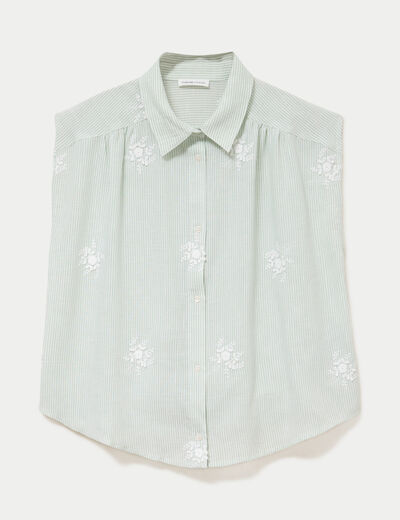 Chemise sans manches col classique vert clair femme