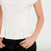 T-shirt cintr&eacute; col rond manches courtes ecru femme