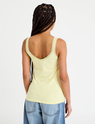 D&eacute;bardeur d&eacute;tails dentelle jaune clair femme