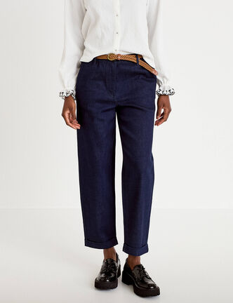 Jeans chino avec ceinture denim brut femme