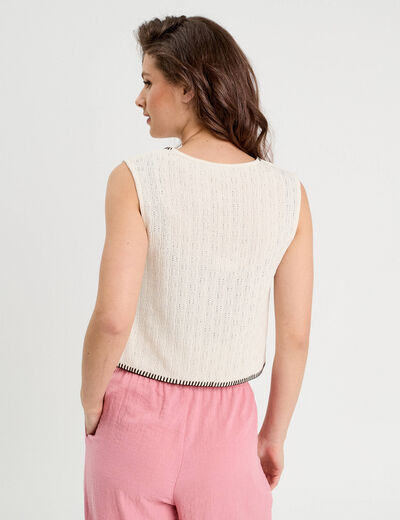Gilet sans manches ecru femme