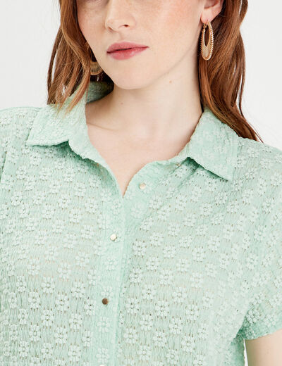 Blouse manches courtes vert clair femme