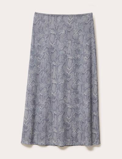 Jupe longue évasée bleu gris femme