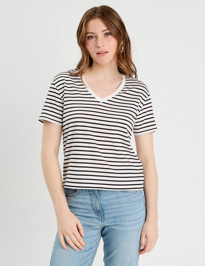 T-shirt manches courtes blanc femme