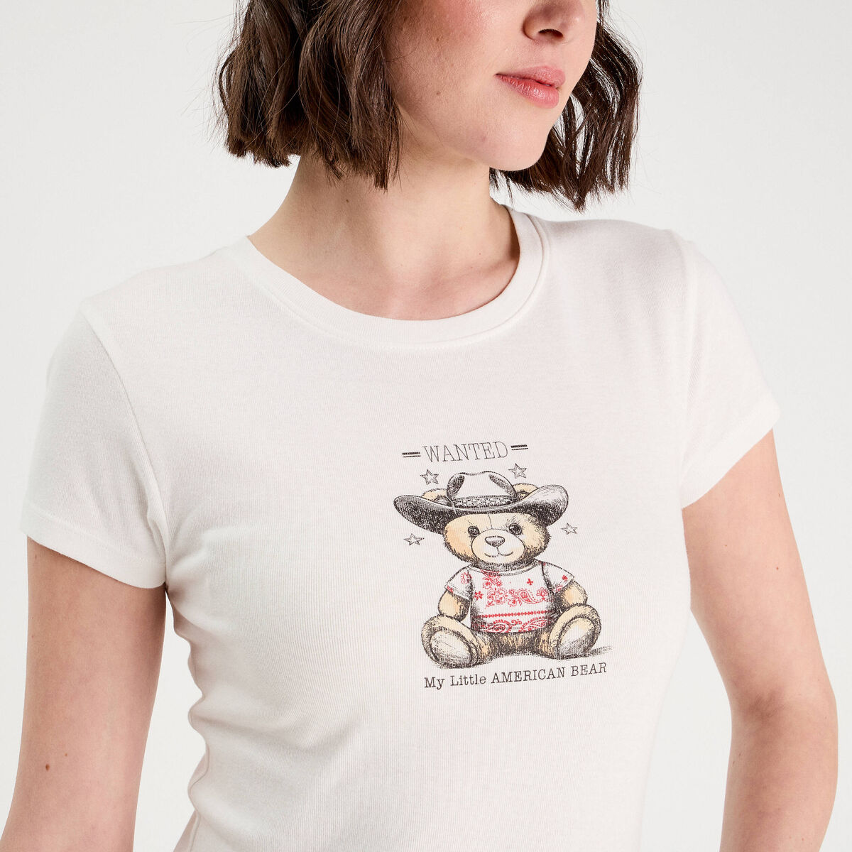 T-shirt manches courtes ecru femme