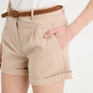 Short chino ceinturé sable femme