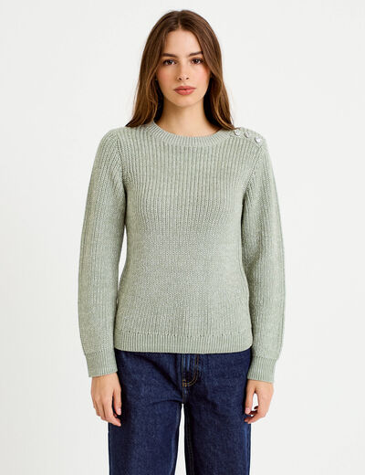 Pull manches longues brillant vert pastel femme