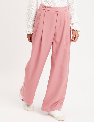 Pantalon jambe large rose femme