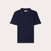 Polo manches courtes zippé bleu marine femme