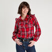Blouse avec volants rouge femme