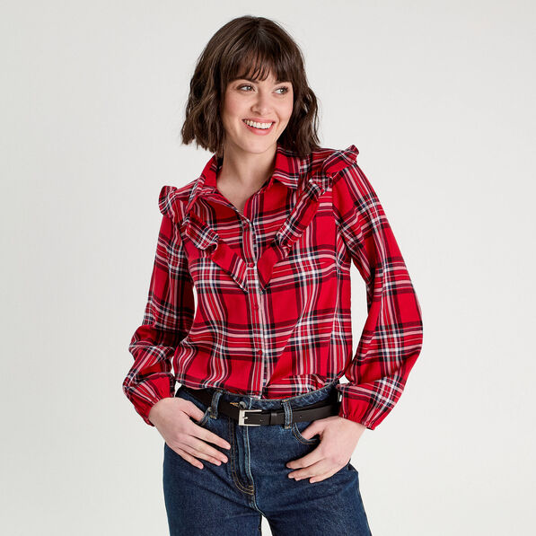 blouse avec volants rouge femme Blouse avec volants rouge femme