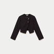 Blazer droit cropped col rond noir femme