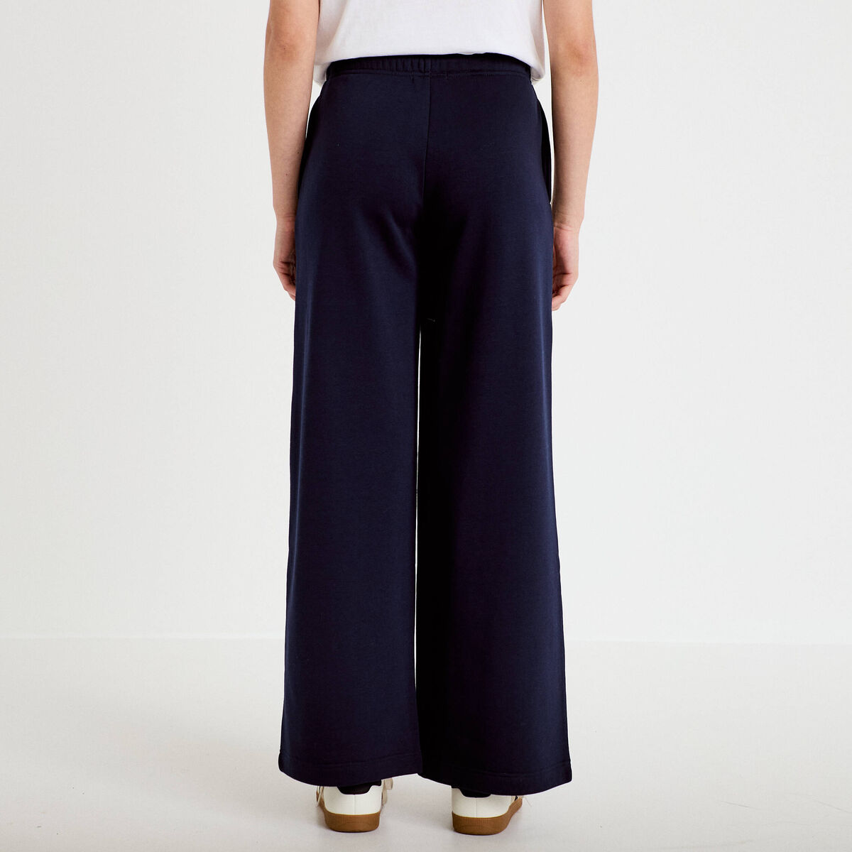 Pantalon large style jogging bleu marine femme