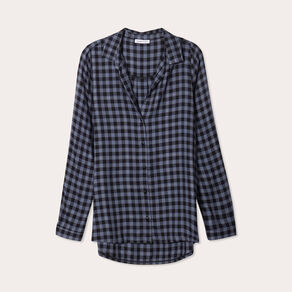 Chemise manches longues bleu foncé femme