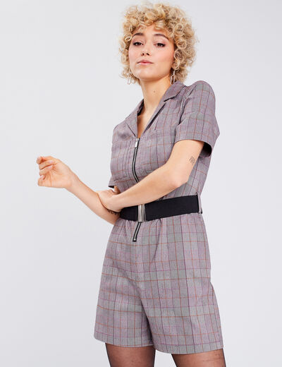 Combishort droite ceinturée blanc femme