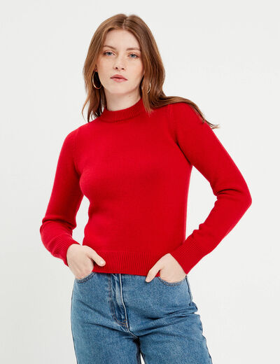 Pull manches longues rouge femme