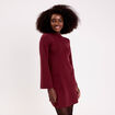 Robe manches longues col montant bordeaux femme