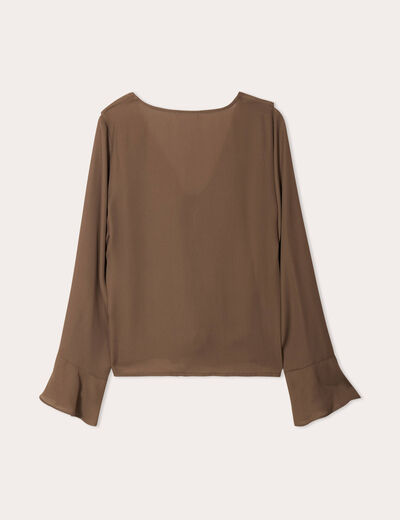 Blouse volants vert kaki femme