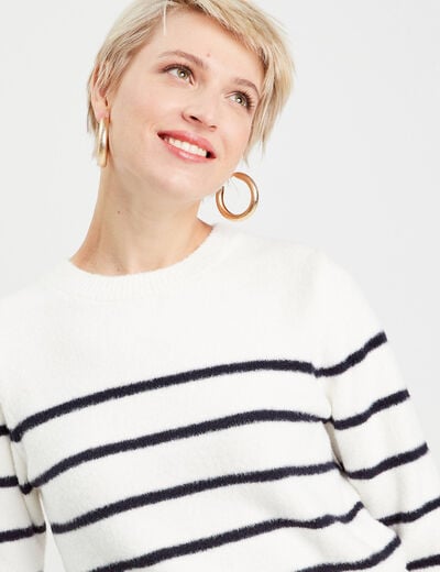 Pull manches 3/4 bleu marine femme