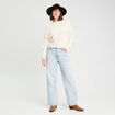 Pull avec franges ecru femme