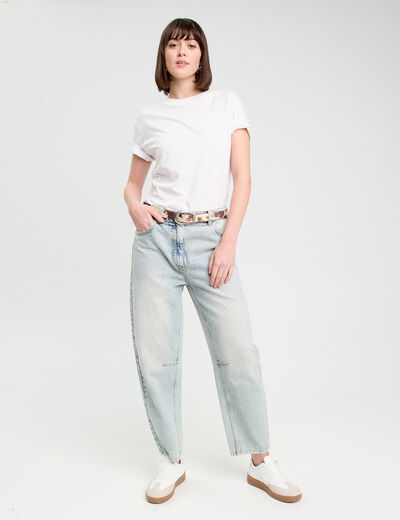 Jeans balloon denim bleach femme