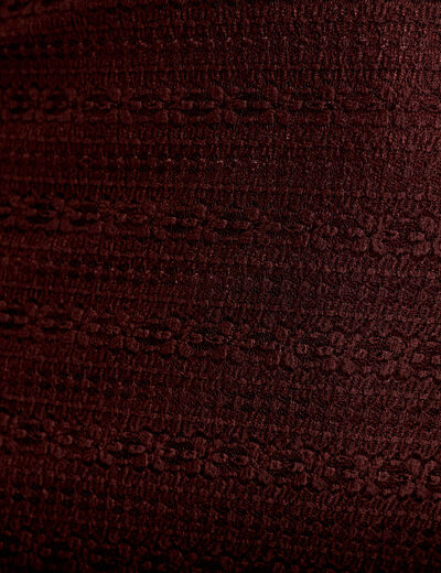 Jupe longue droite en dentelle marron femme