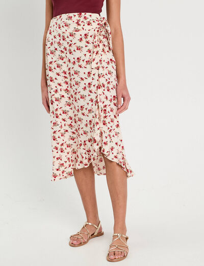 Jupe longue portefeuille blanc femme