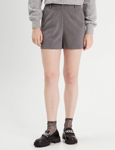 Short large avec pinces gris foncé femme