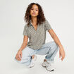 Blouse col polo vert olive femme