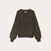 Pull avec col en V vert kaki femme