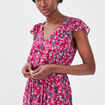 Robe longue évasée ceinturée violet femme