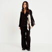 Blouse droite col v manches longues noir femme