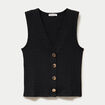 Gilet cintr&eacute; sans manches col v noir femme