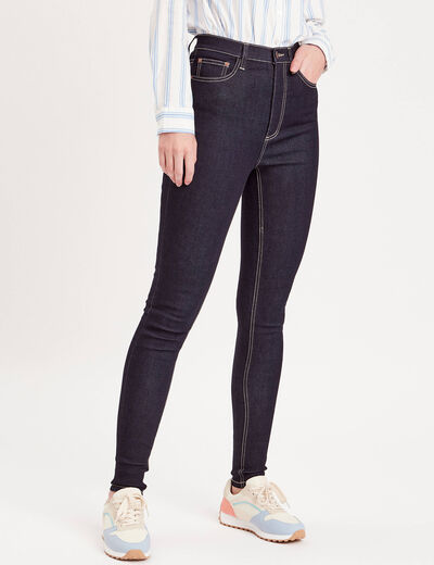 Jeans skinny taille élastiquée denim brut femme