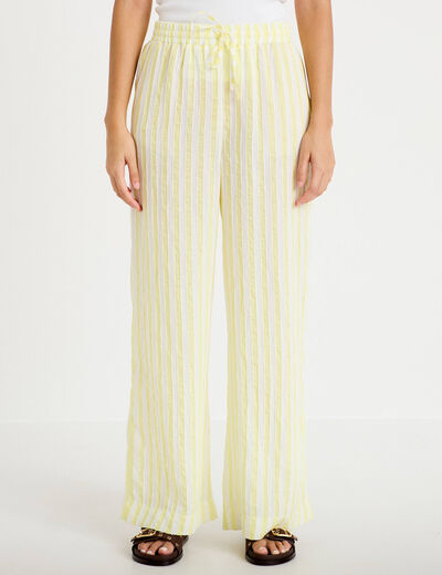 Pantalon large fluide taille standard jaune femme