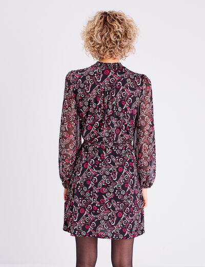 Robe droite manches 3/4 noir femme
