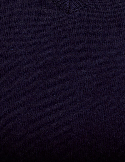 Pantalon large taille haute bleu marine femme