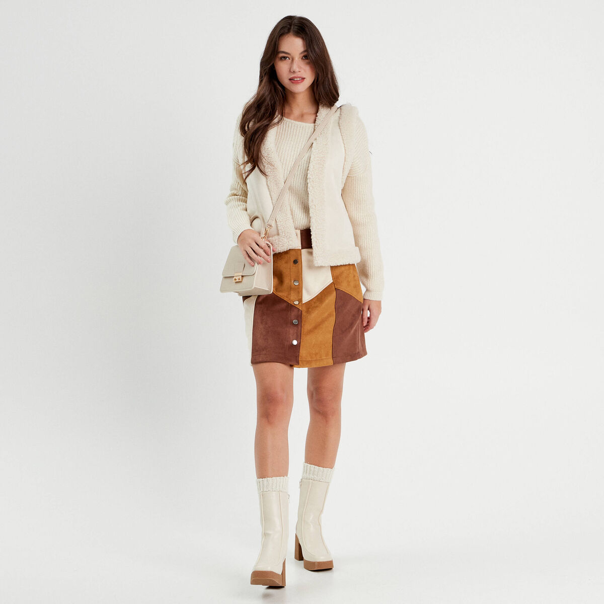 Pull avec col bateau ecru femme