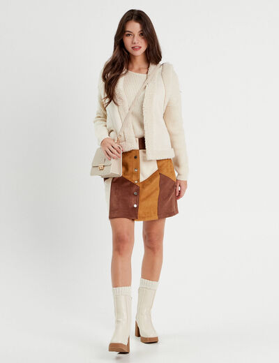 Pull avec col bateau ecru femme