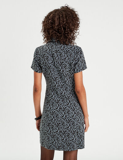 Robe évasée zippée noir femme