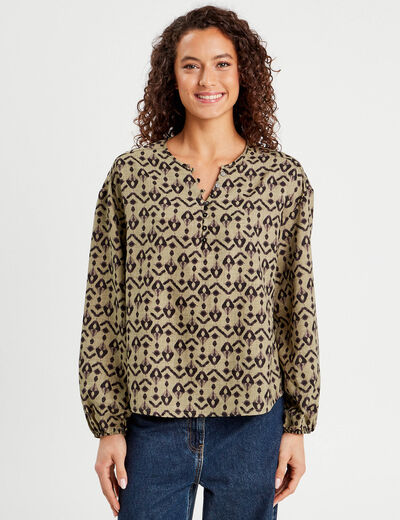Blouse manches longues vert femme