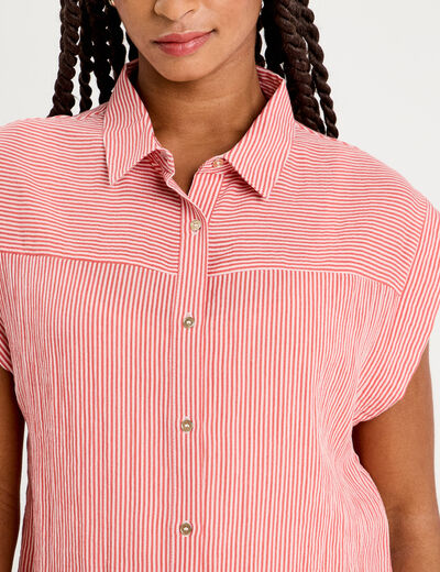 Chemise sans manches rose corail femme